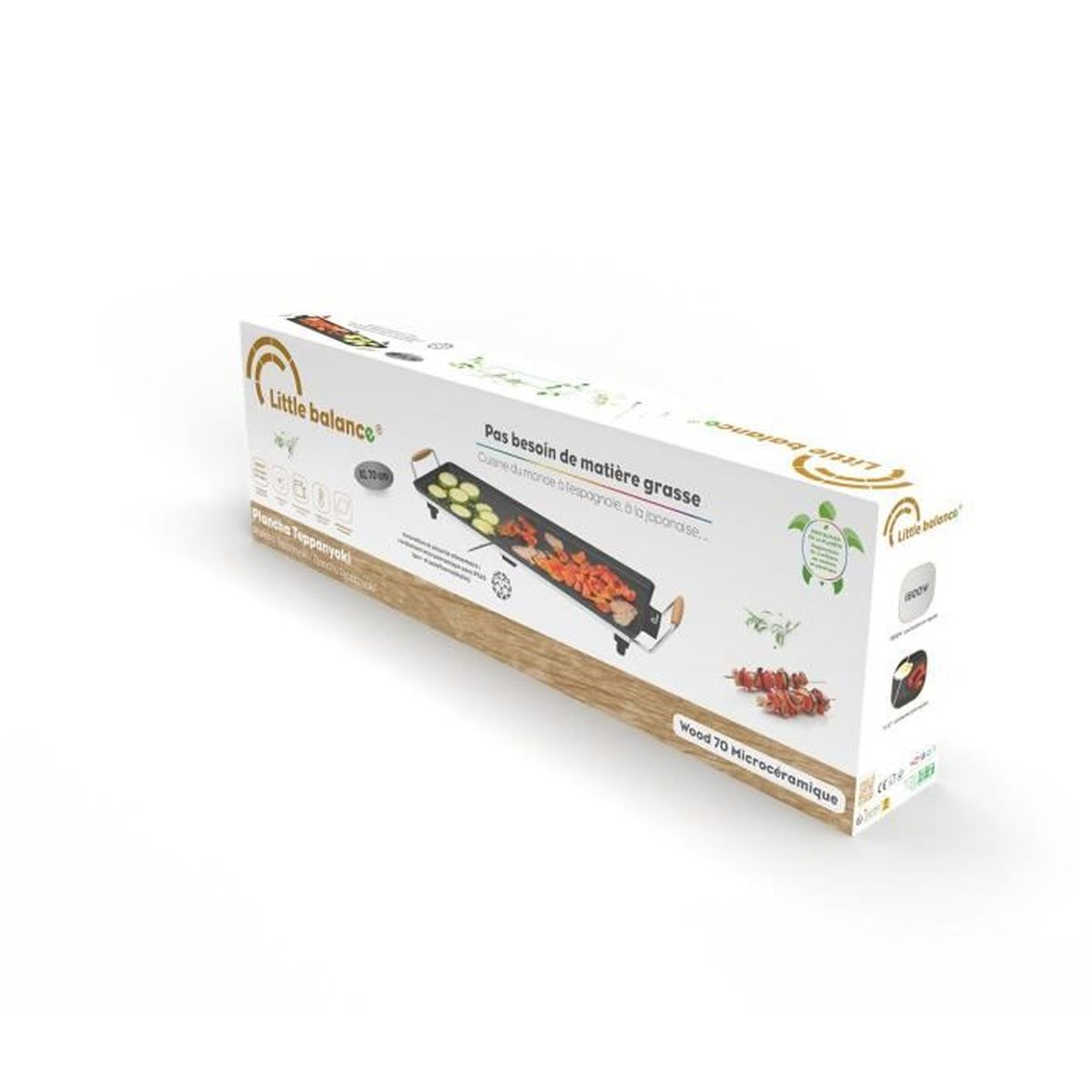 Scatola per plancha Teppanyaki Little Balance con cibo in cottura.
