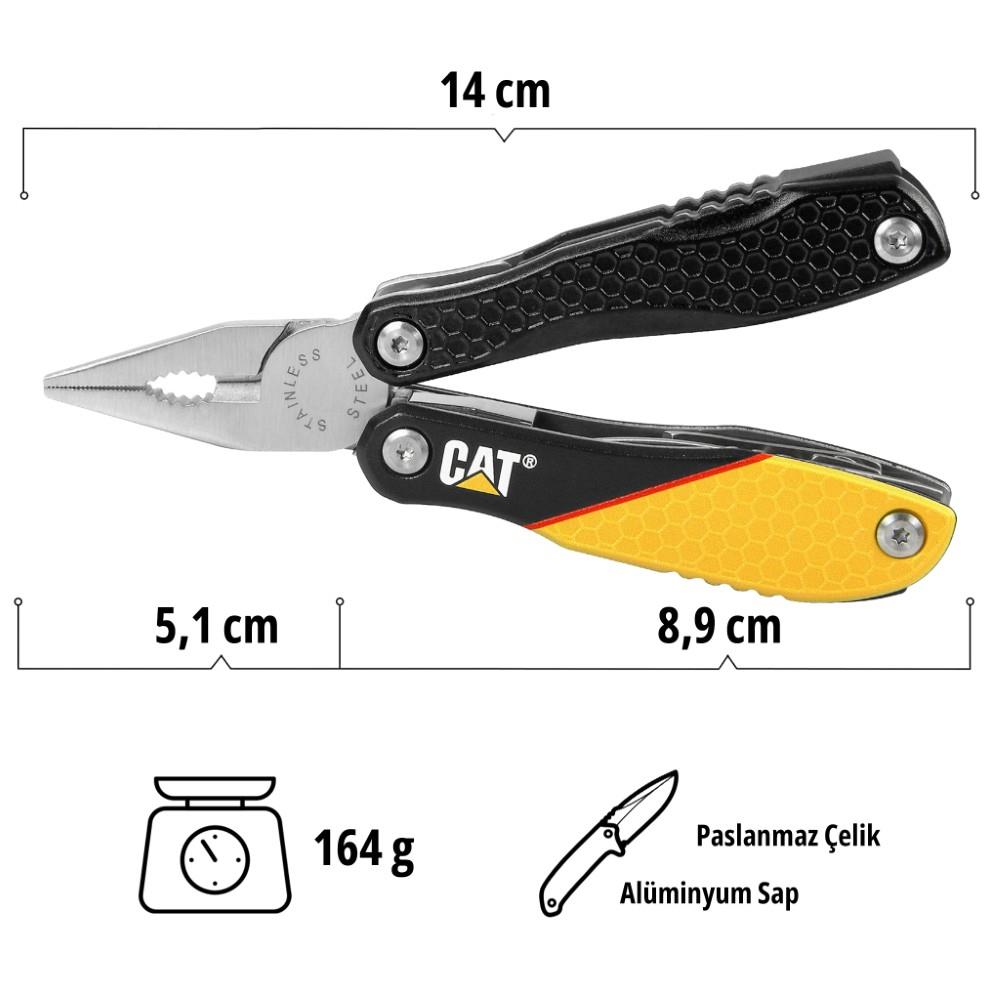 Siyah ve sarı saplı çok amaçlı pense, 14 cm uzunluğunda.