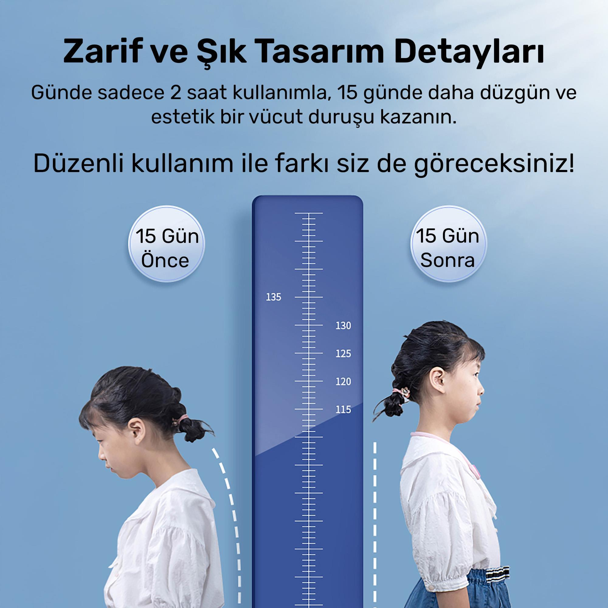 Boy ölçer ile öncesi ve sonrası duruş karşılaştırması.
