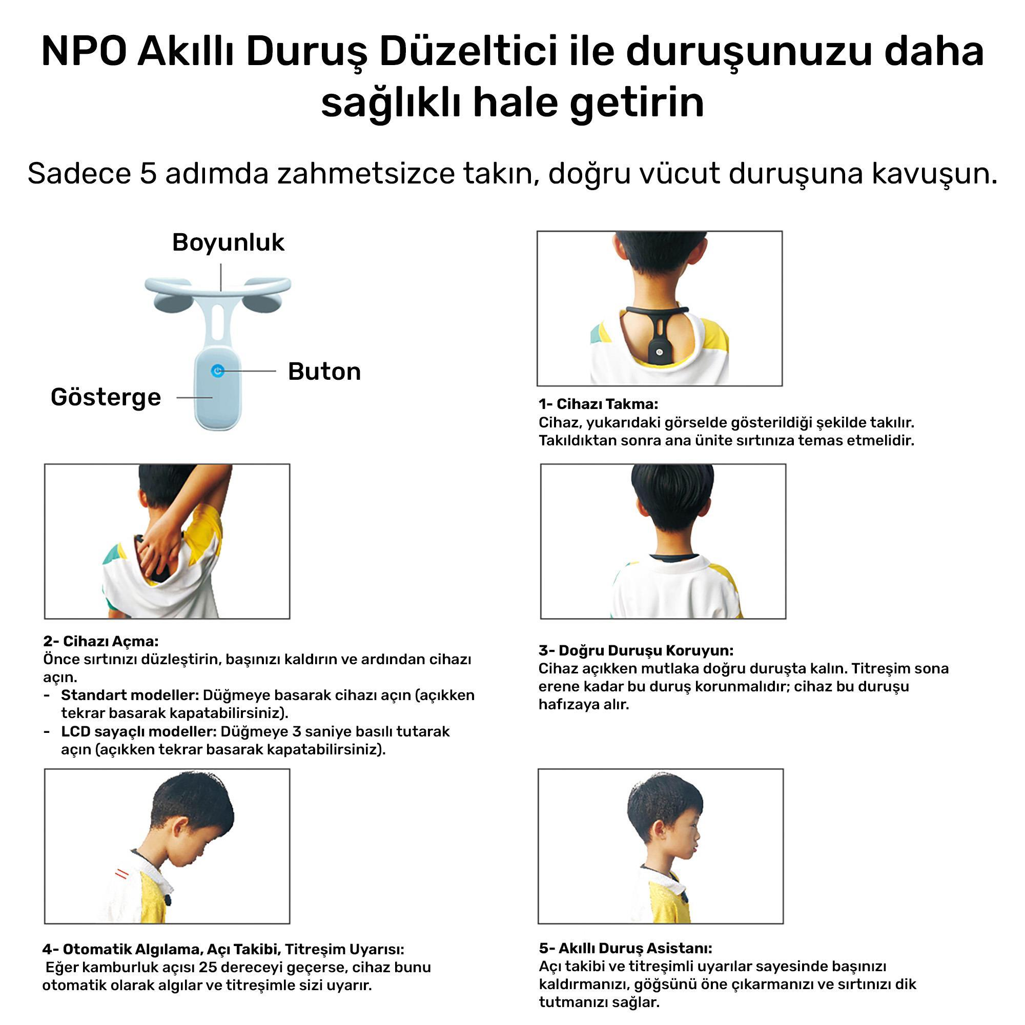 Ürün resmi: Talimatlar ve resimlerle duruş düzeltici cihaz.