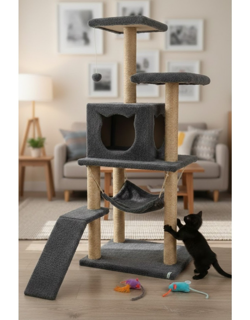 MISSIDEA S9 Kedi Platformlu 124 cm Antrasit