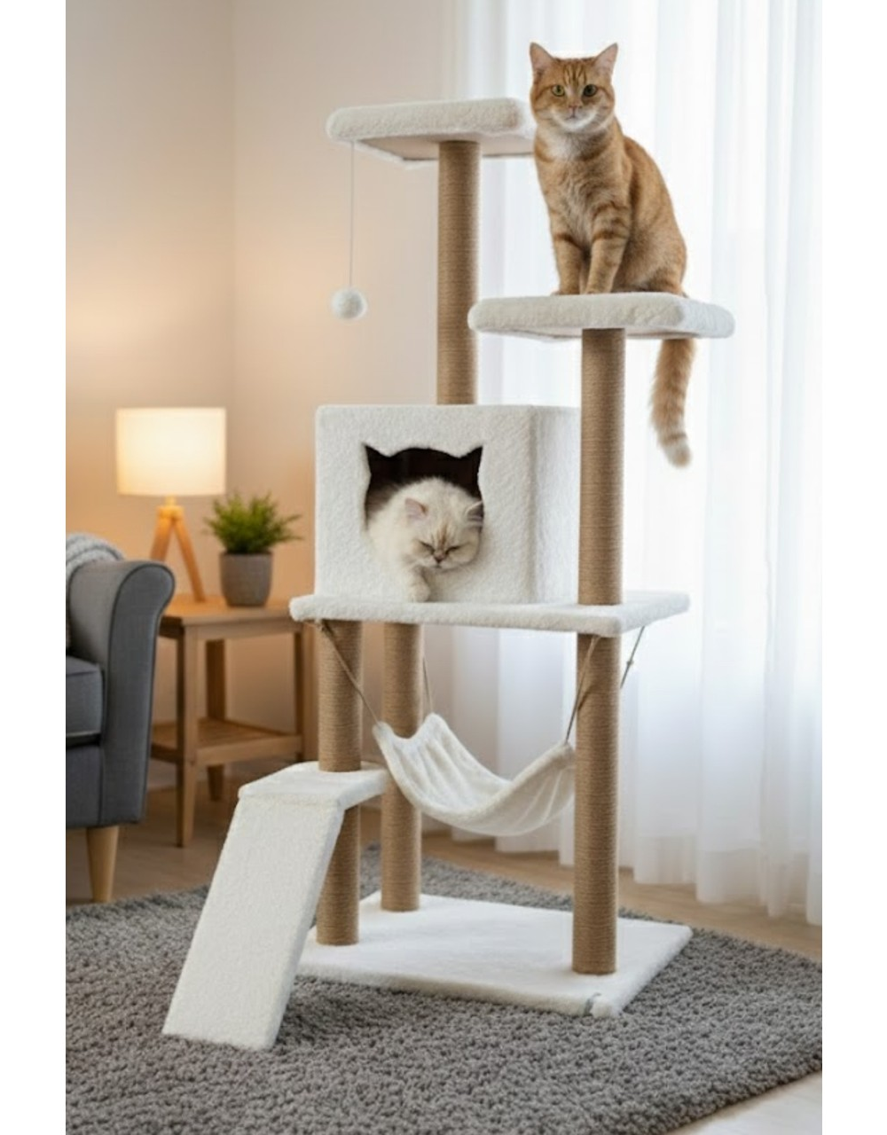 MISSIDEA S9 Kedi Platformlu 124 cm Beyaz
