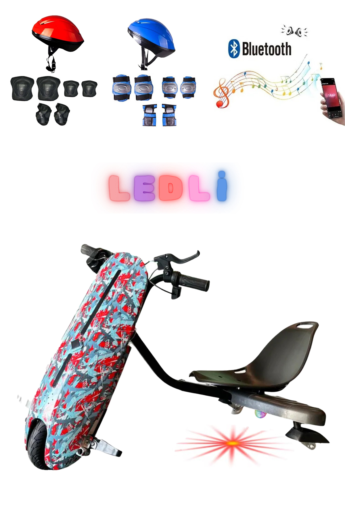 CITYMATE Drift Car Elektrikli Kaykay Bluetooth Ledli Koruma Ekipmanı D31 Hoverboard
