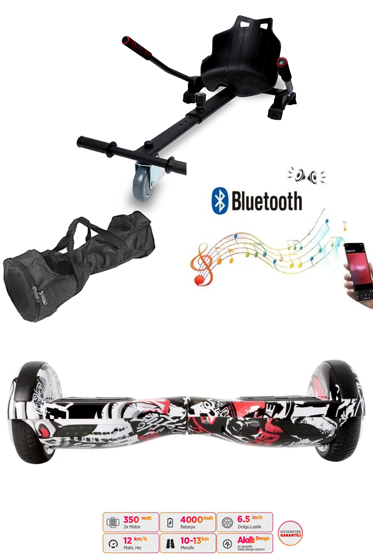 CITYMATE Elektrikli Kaykay Akıllı Denge 6.5" Hoverkart Çanta Extrem Paket D06 Hoverboard