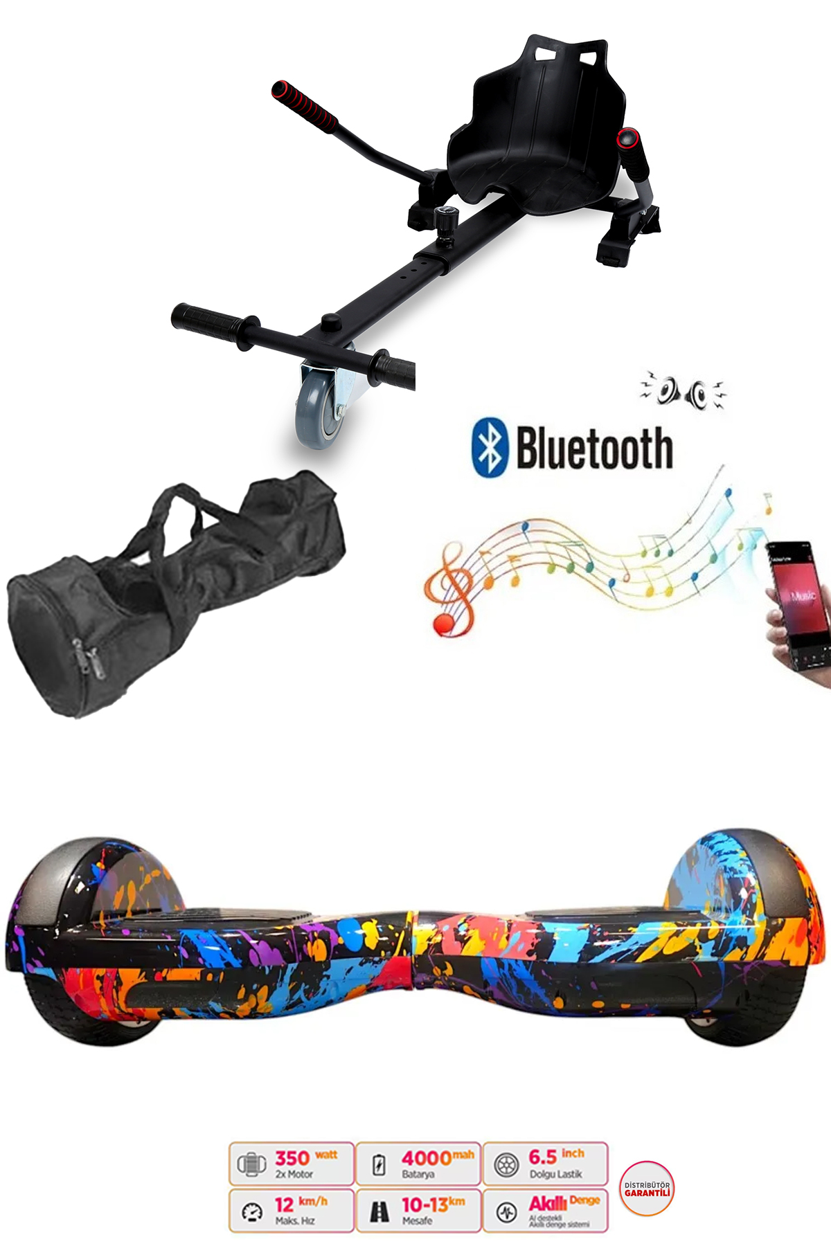 CITYMATE Elektrikli Kaykay Akıllı Denge 6.5" Hoverkart Çanta Extrem Paket D26 Hoverboard