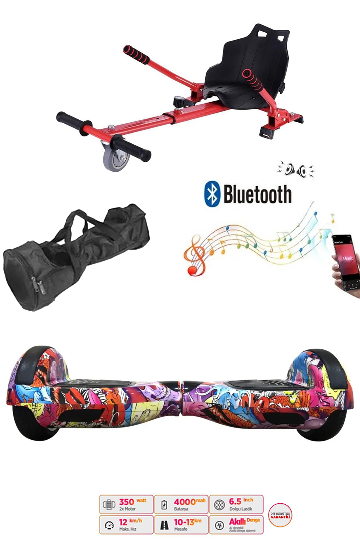 CITYMATE Elektrikli Kaykay Akıllı Denge 6.5" Hoverkart Çanta Extrem Paket D16 Hoverboard