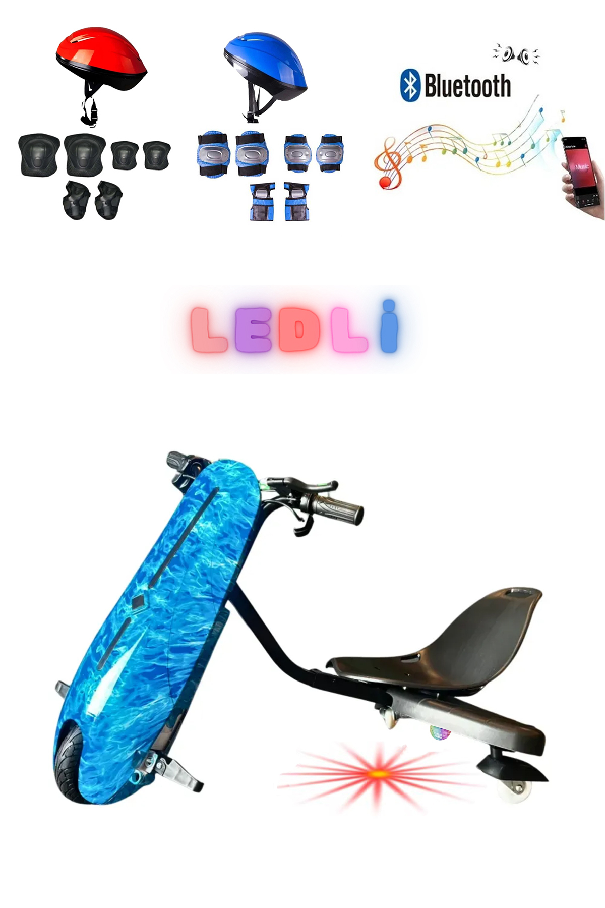 CITYMATE Drift Car Elektrikli Kaykay Bluetooth Ledli Koruma Ekipmanı D29 Hoverboard