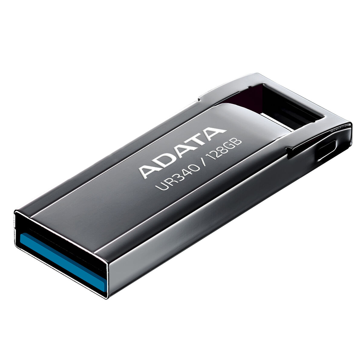 Ein silberner ADATA USB-Stick mit 128 GB Speicherplatz.