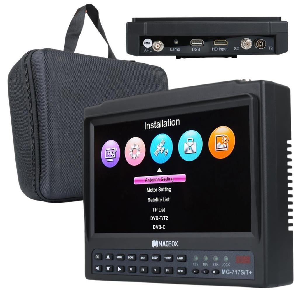 MAGBOX MG-717S/T+ 7'' İnç Full HD LCD Ekranlı Görüntülü - Uzaktan Kumandalı Uydu Yön Bulucu Siyah
