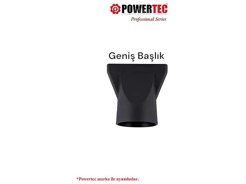 POWERTEC TR-601/TR-701/TR-801/TR-901 Uyumlu Geniş 0 W Fön Başlığı Siyah
