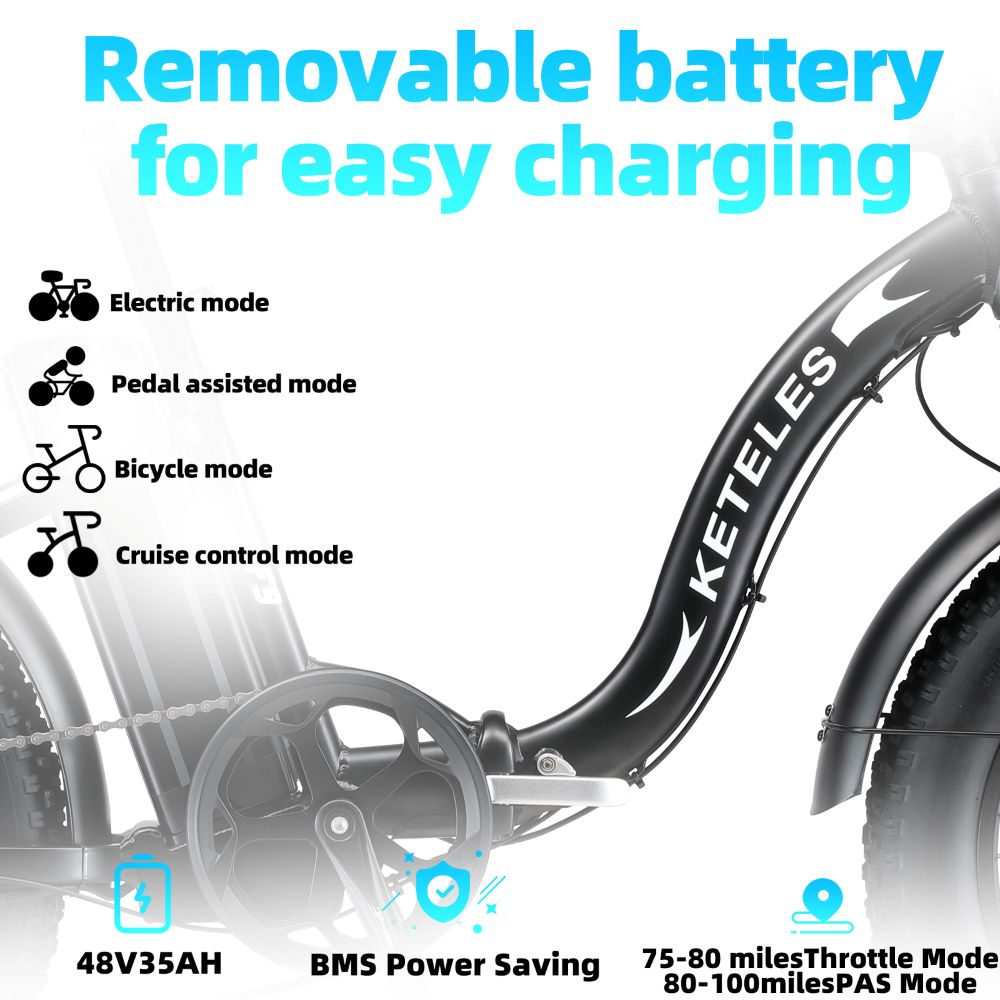 Una bicicleta eléctrica plegable con batería extraíble, varios modos y ahorro de energía BMS.