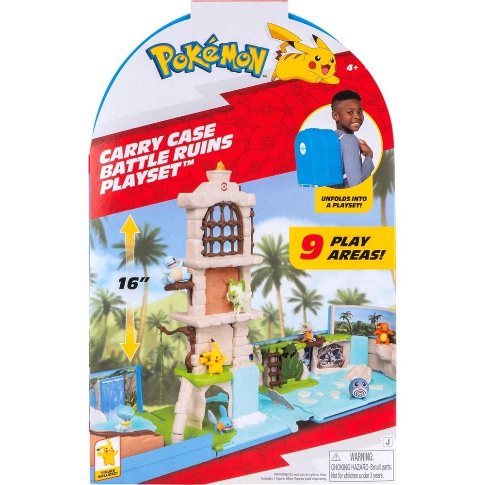 Pokémon Battle Ruins Spielset, eine 16-Zoll-Tragetasche mit 9 Spielbereichen.