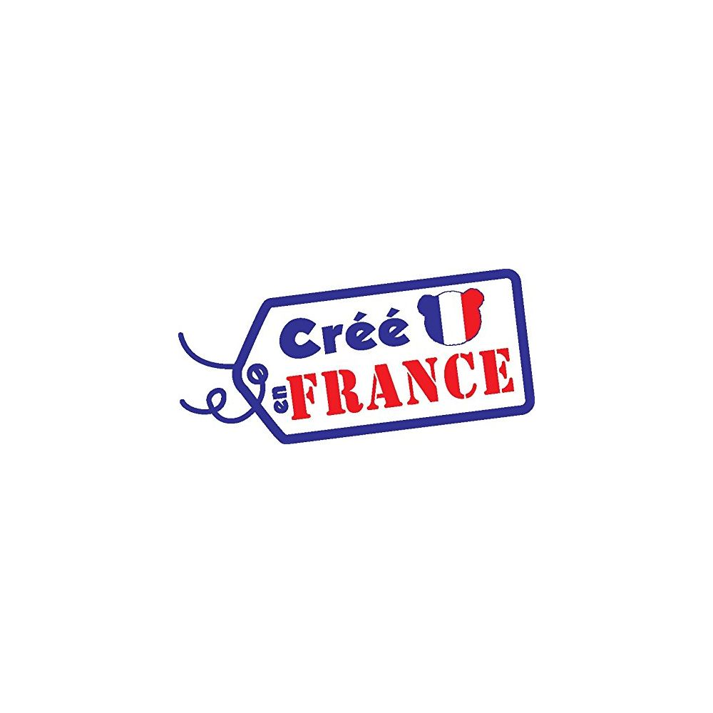 Une étiquette avec 'Créé en FRANCE' et le drapeau français.