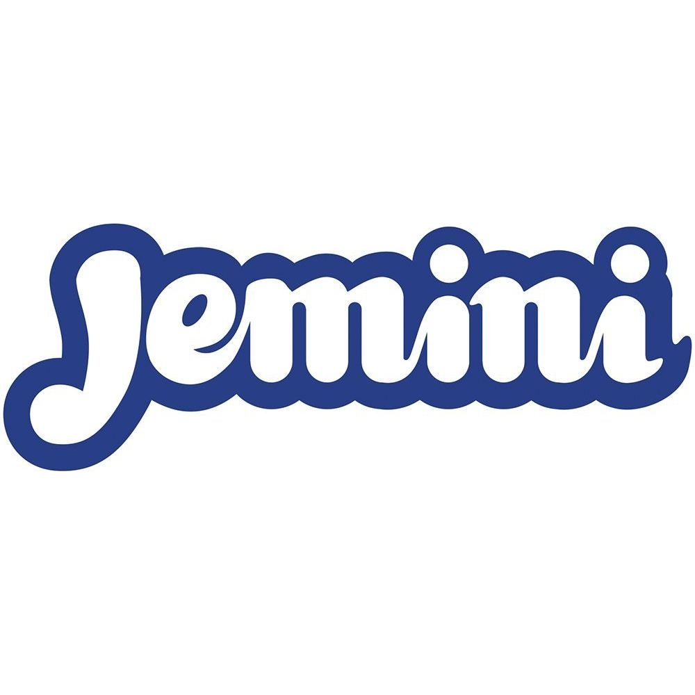 Le logo présente le nom Jemini en lettres bleues sur fond blanc.