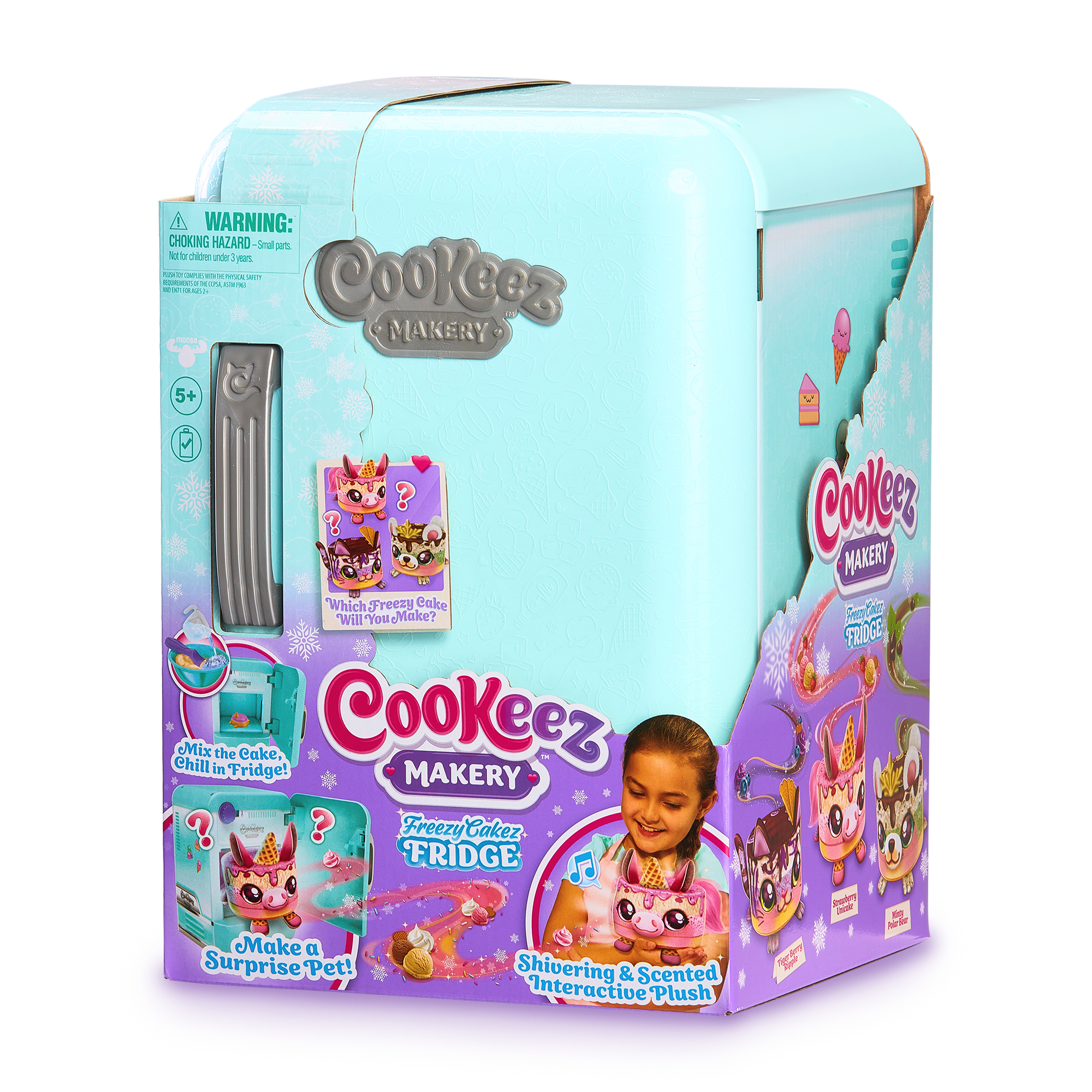 Verpackung für ein Cookeez Makery Freezy Cakez Fridge Spielzeug mit Eiscreme-Motiven.