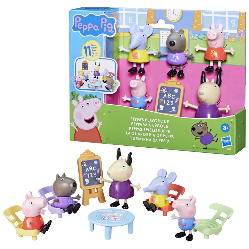 Peppa Wutz Spielgruppen-Set mit Figuren, Möbeln und Tafel. Mit Peppa und Freunden.