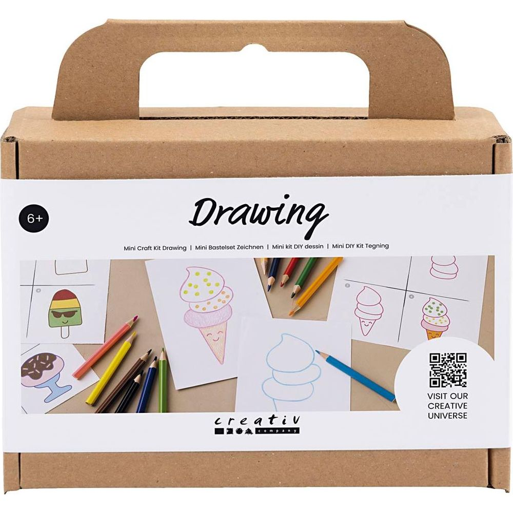 Kit da disegno con disegni di gelato e matite, per 6+ anni.