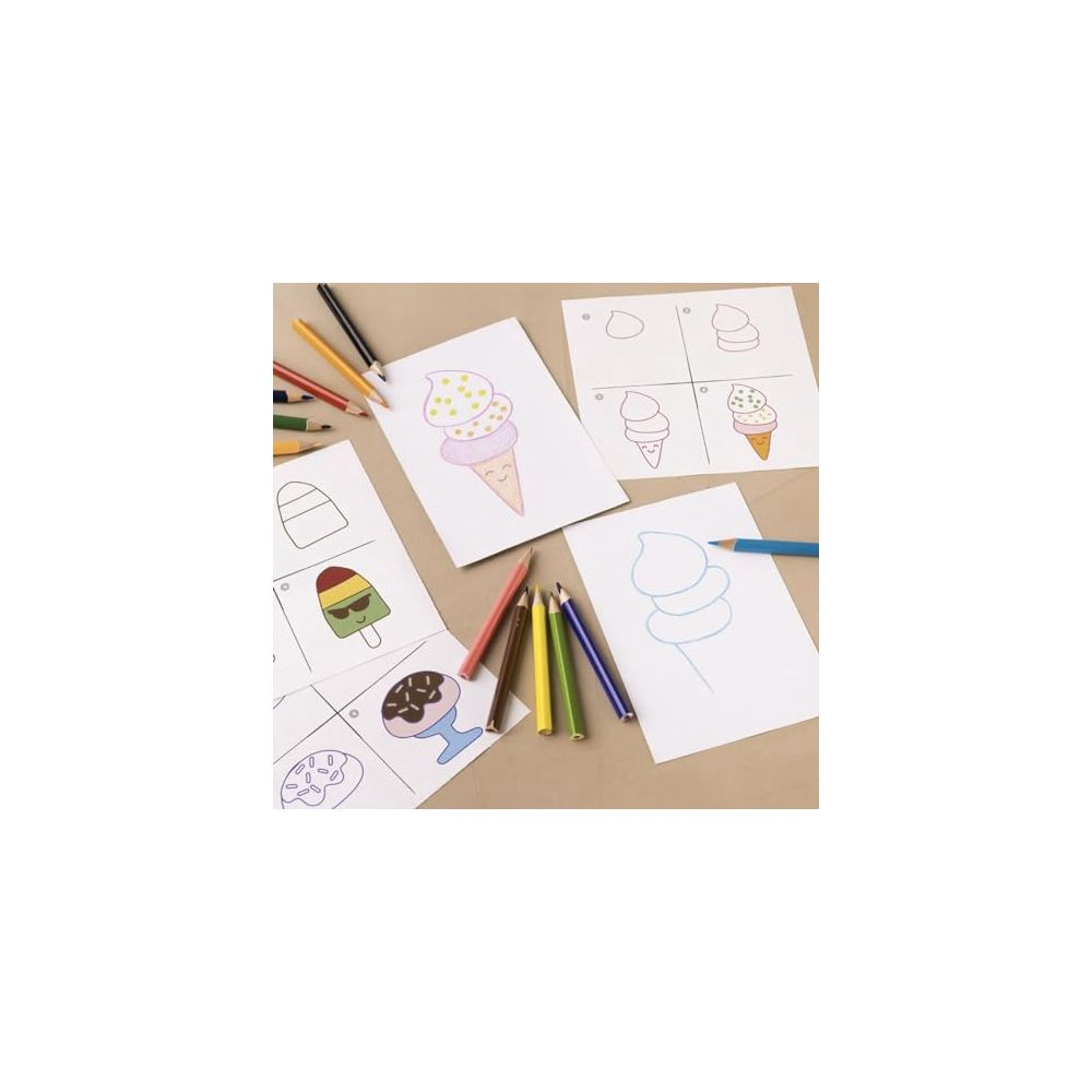 Disegni di gelati e ghiaccioli con matite colorate.