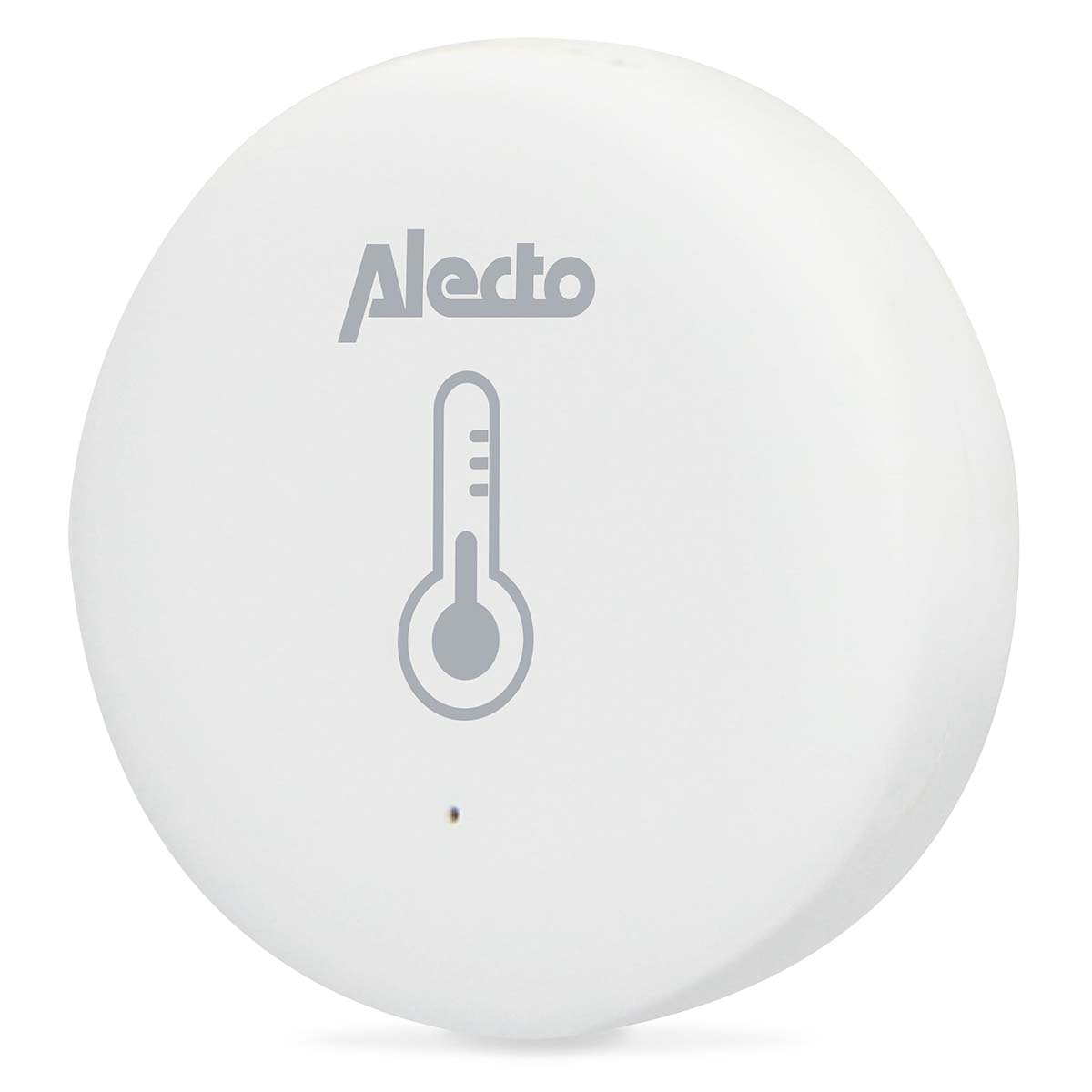 A white, round device featuring the Alecto logo and a thermometer icon.
