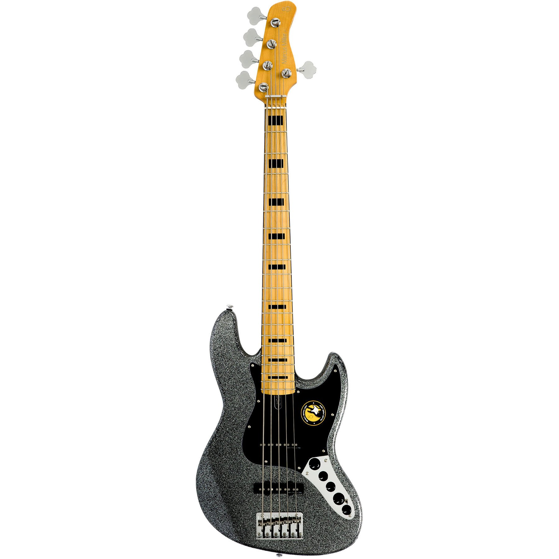 Parlak siyah, 5 telli bas gitar, açık renkli klavye ve krom donanımlı.