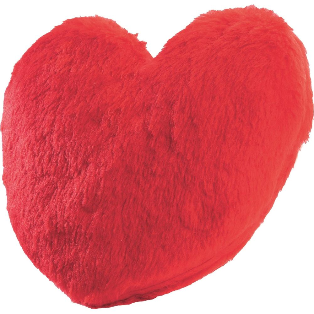 Un cuscino rosso e soffice a forma di cuore su sfondo bianco.