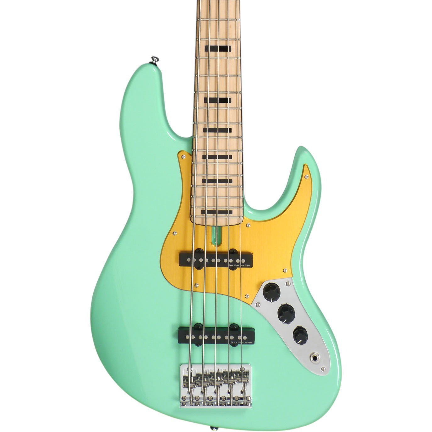 Altın pena korumalı, akçaağaç saplı, nane yeşili elektro bas gitar.