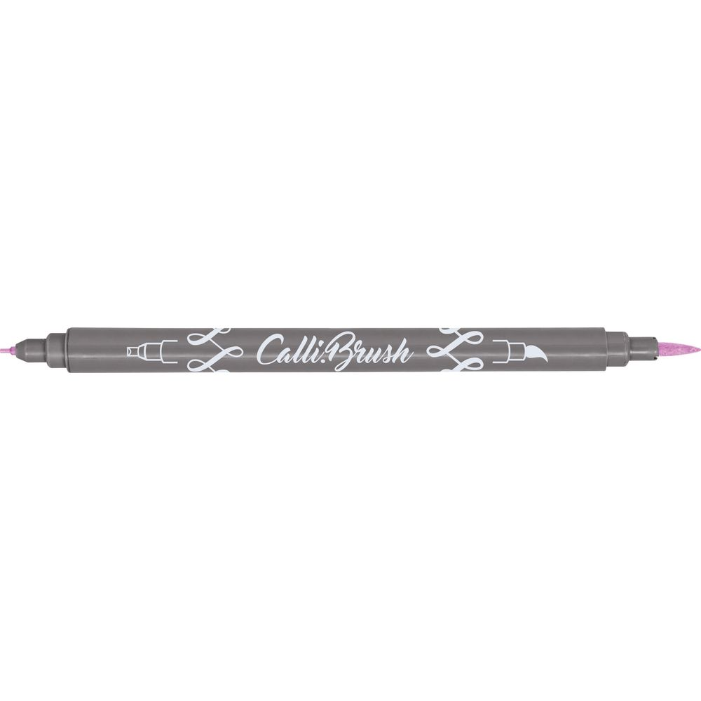 Grauer Kalligrafie-Stift mit rosa Spitze und Aufschrift "Calli Brush".
