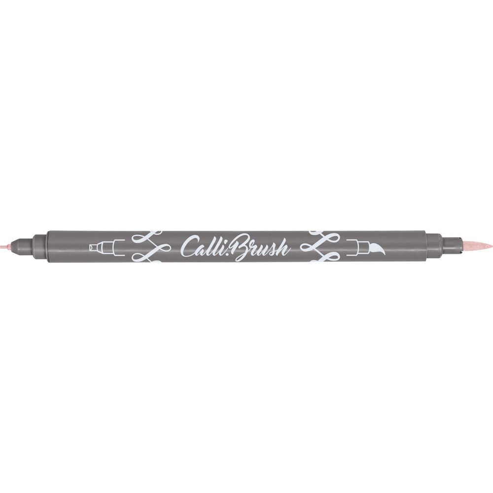 Grauer Kalligrafie-Pinselstift mit rosa Spitze und Aufschrift "Calli:Brush".