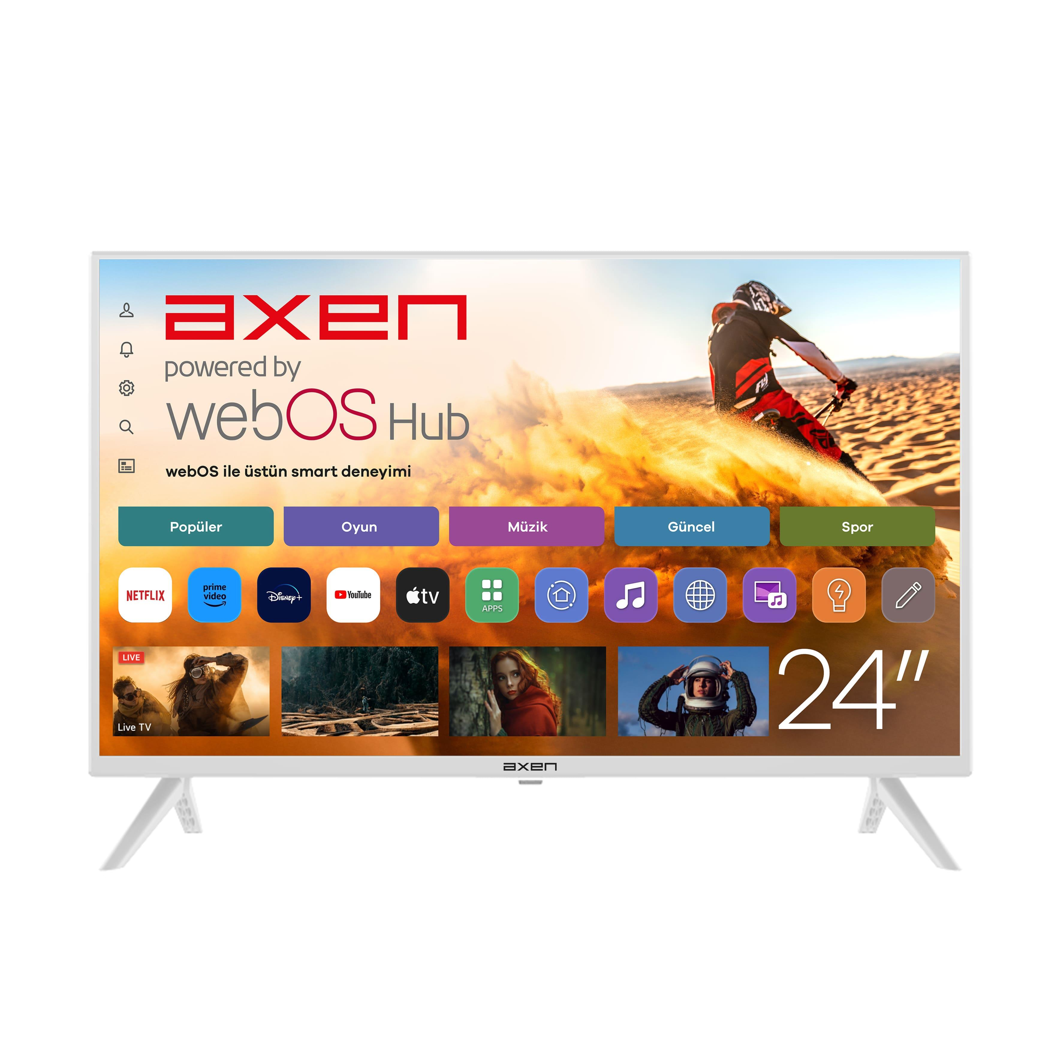 Axen AX24LEDI262C-B 24" 60 Ekran WebOS Smart HD Ready LED TV Beyaz (12V Destekli)