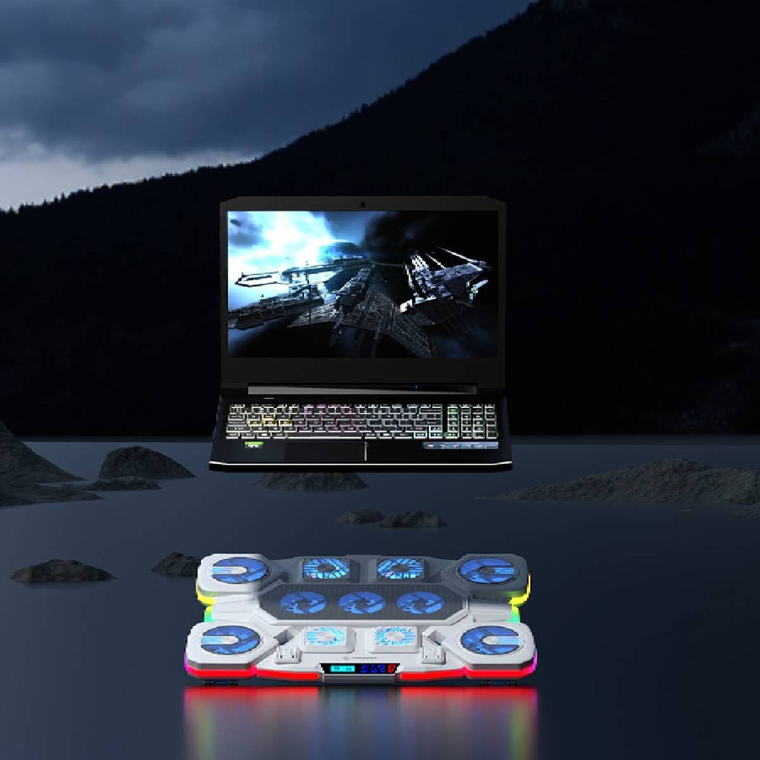 RAMPAGE S50 Glacier Rgb Işıklı 11 Fanlı LCD Göstergeli 1 Type C 1 USB Girişli Yükselebilen