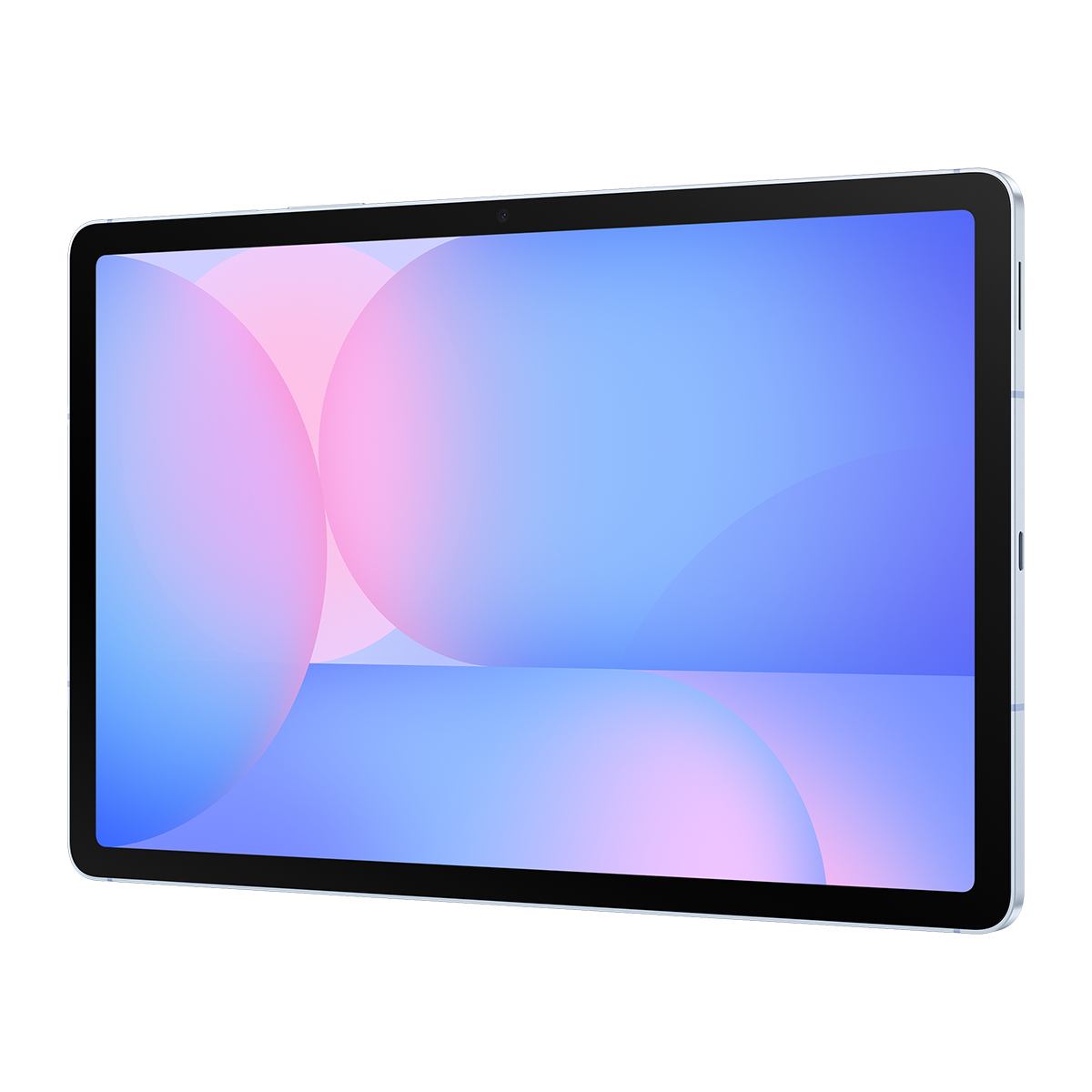 Mavi ve pembe arka planlı hafif bir tablet.