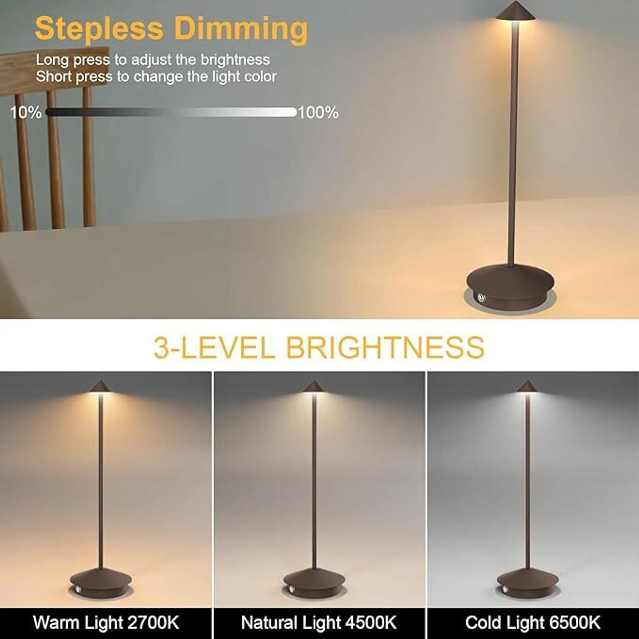 Eine moderne dimmbare Lampe mit einstellbarer Helligkeit und Farbtemperatur.