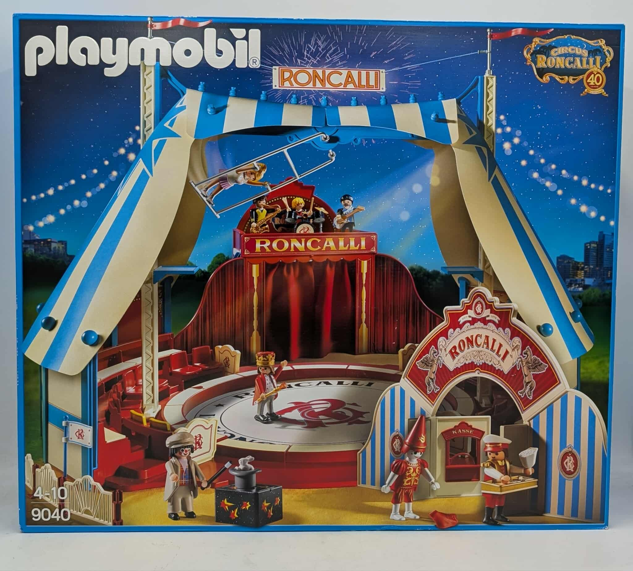 Playmobil Roncalli Circus mit Figuren, Bühne und Zirkuszelt.