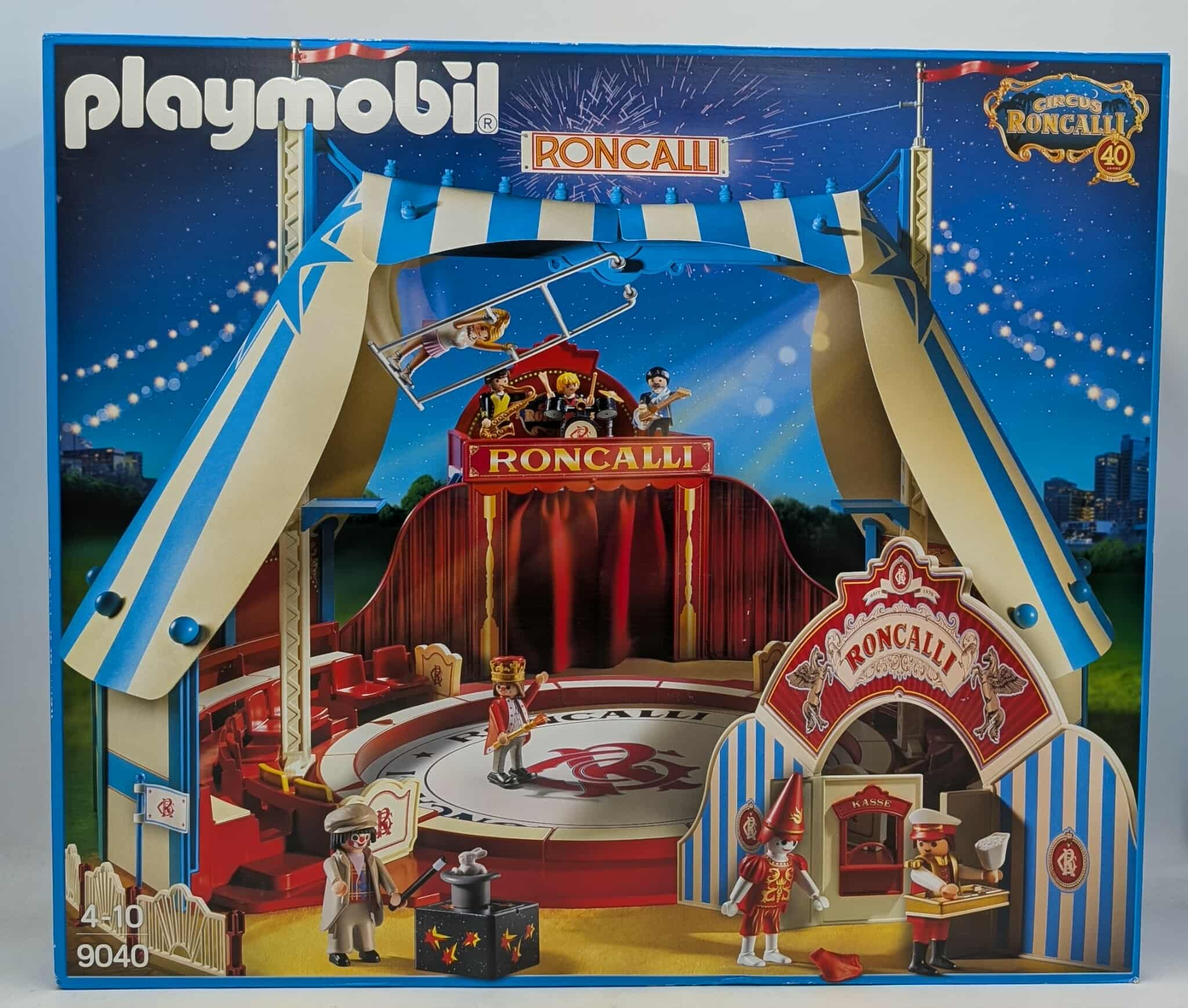 Playmobil Roncalli Zirkus-Spielset mit Figuren, Bühne und Zirkuszelt.