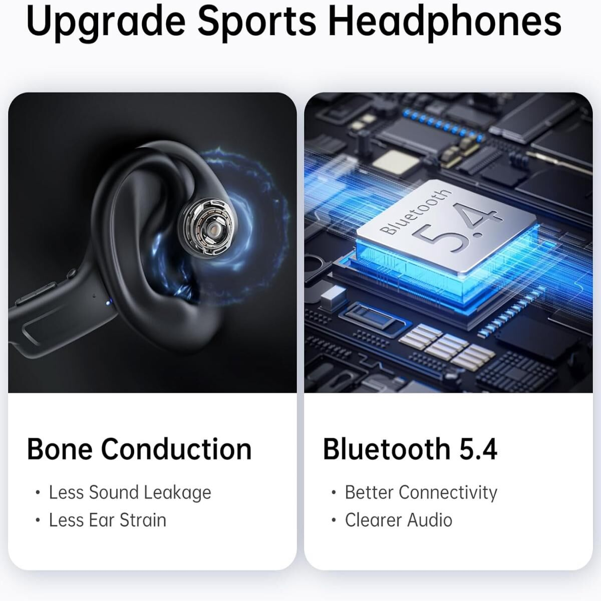 Cuffie sportive a conduzione ossea con Bluetooth 5.4.