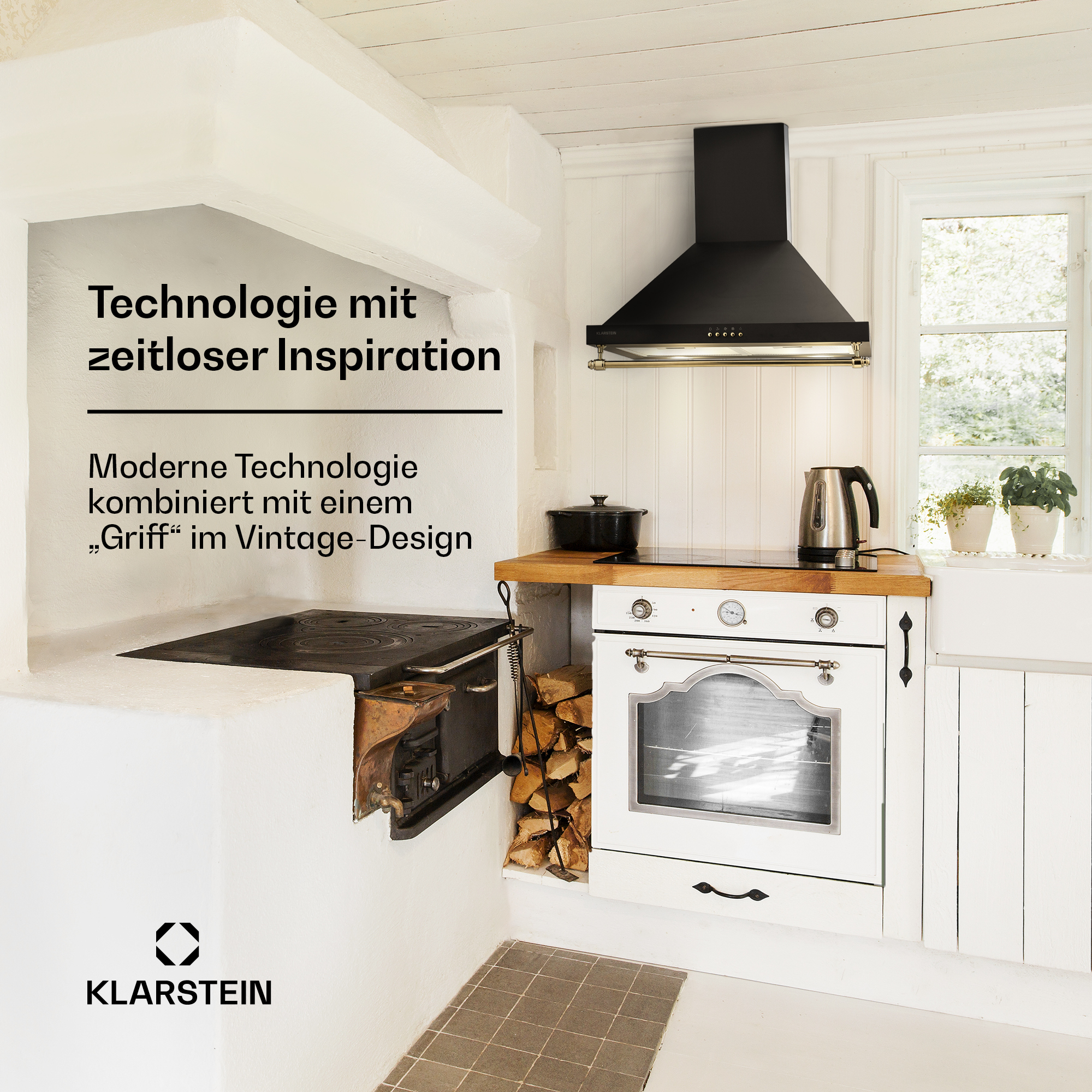 Cucina classica con isola moderna e forno vintage.
