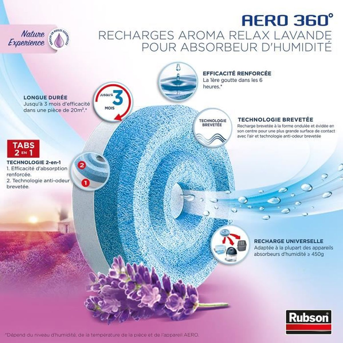 AERO 360° Ricarica Lavanda Aroma Relax per assorbitore di umidità.