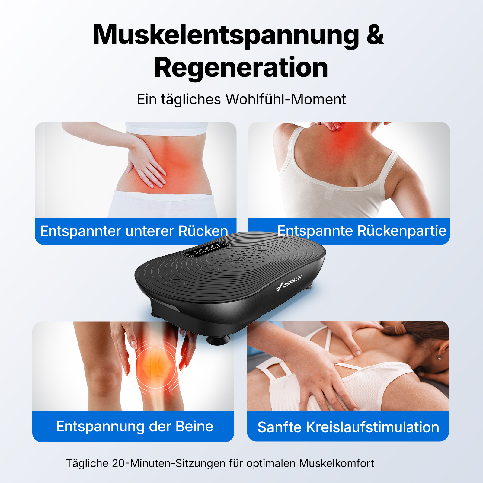 Vibrationsplatte für Muskelentspannung: Rücken, Nacken, Beine, Kreislauf.