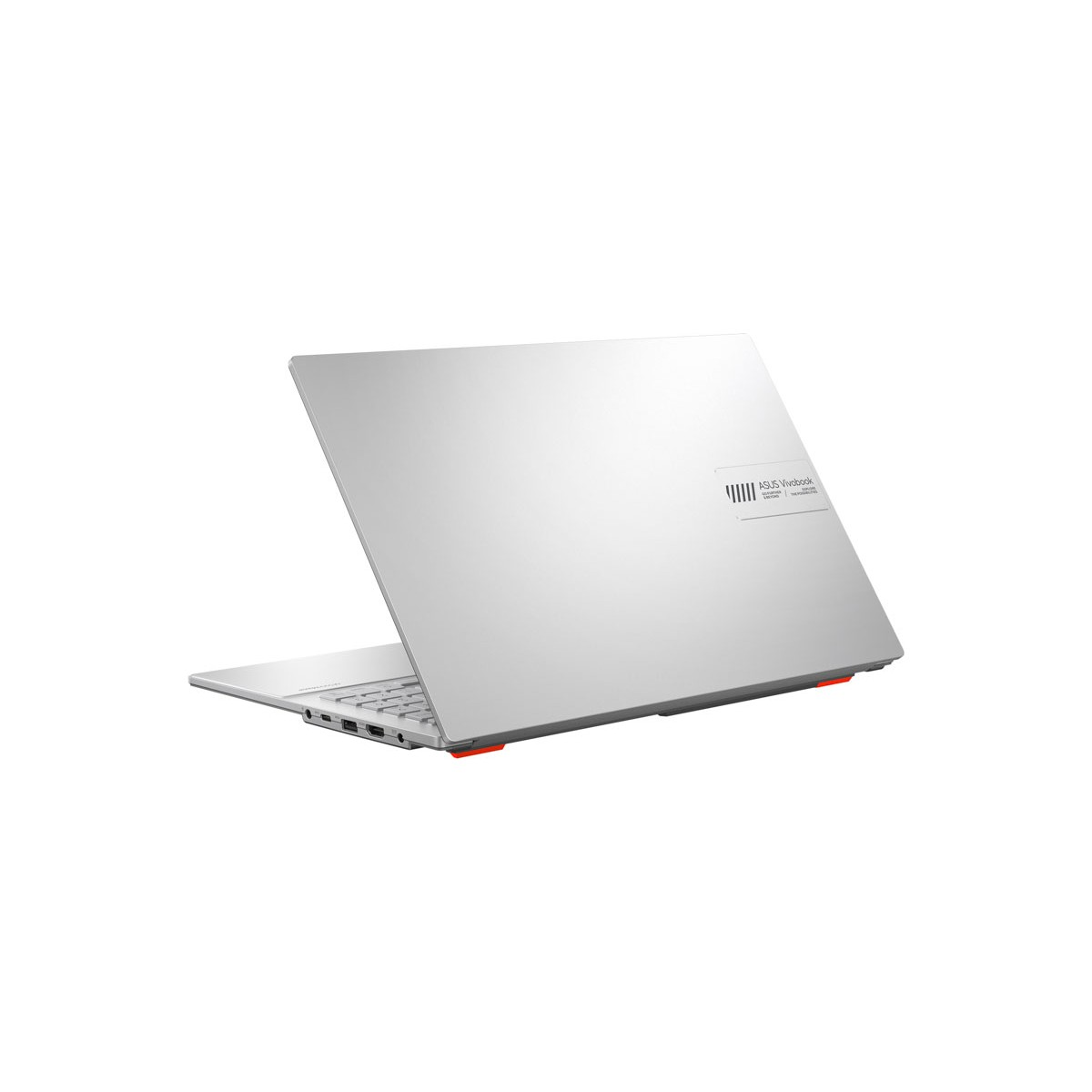 Kapakta ASUS Vivobook logosu olan gümüş rengi bir dizüstü bilgisayar.