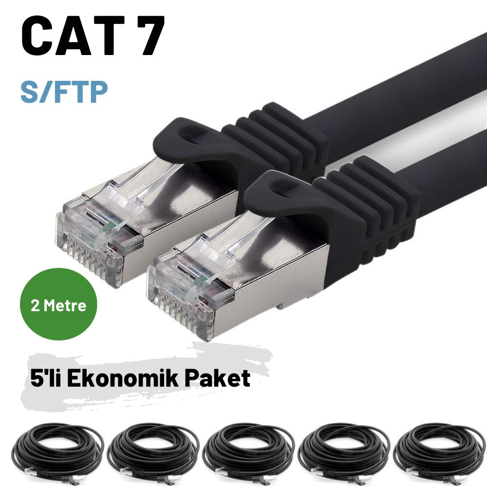 IRENIS 5 Adet 2 Metre CAT7 Kablo S/FTP Ethernet Network LAN Ağ Kablosu