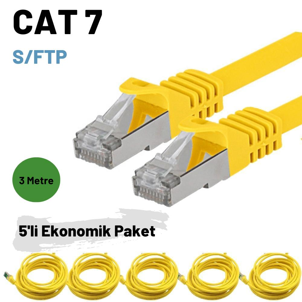 IRENIS 5 Adet 3 Metre CAT7 Kablo S/FTP Ethernet Network LAN Ağ Kablosu