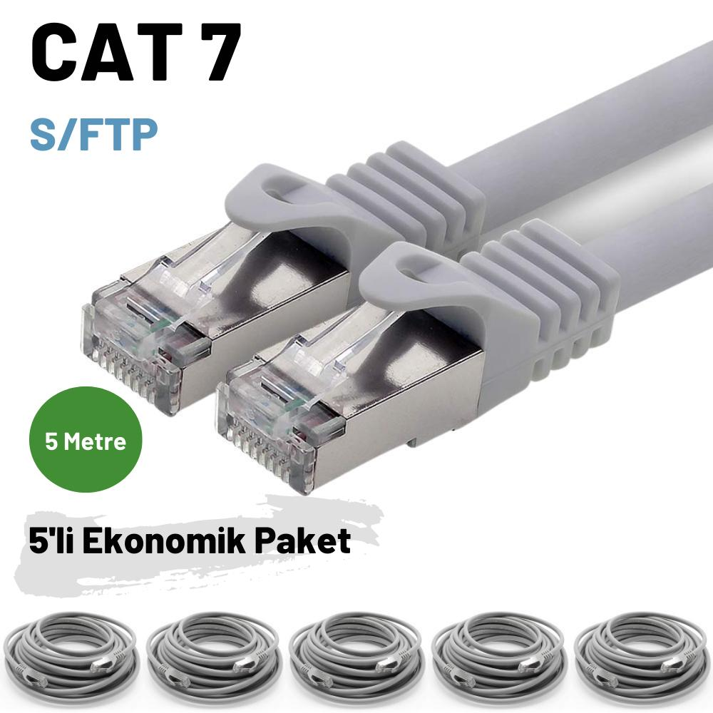 IRENIS 5 Adet 5 Metre CAT7 Kablo S/FTP Ethernet Network LAN Ağ Kablosu