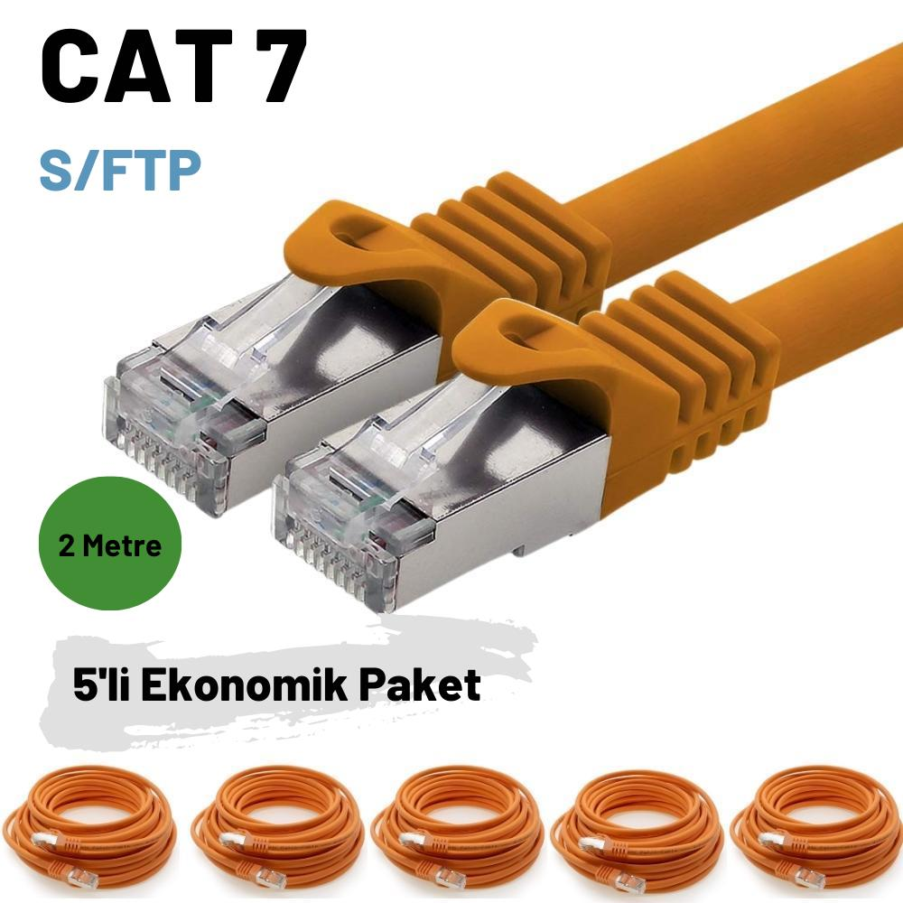 IRENIS 5 Adet 2 Metre CAT7 Kablo S/FTP Ethernet Network LAN Ağ Kablosu