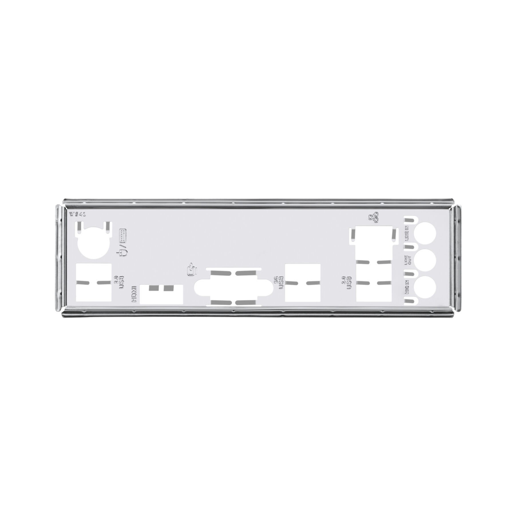 Motherboard rear I/O panel with USB, HDMI, and audio ports.