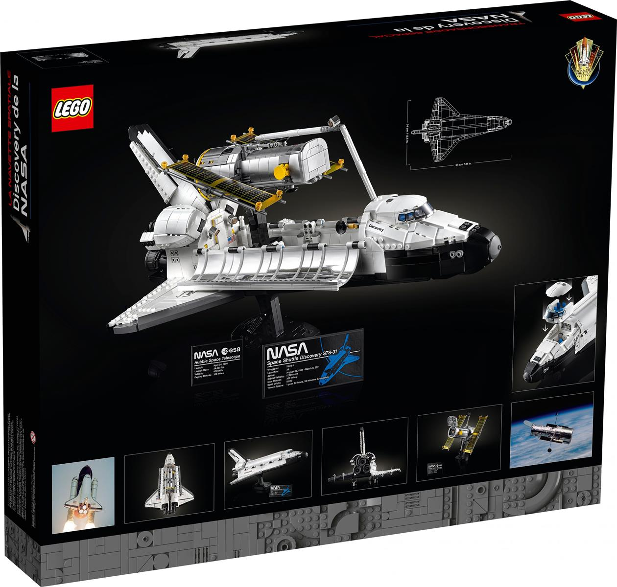 Lego-Modell des Space Shuttle Discovery STS-31 mit Hubble-Teleskop.