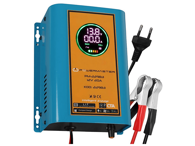 POWERMASTER PM-22983 12Volt 20Amper Dijital Ekranlı Kuru-Asit-Jel
