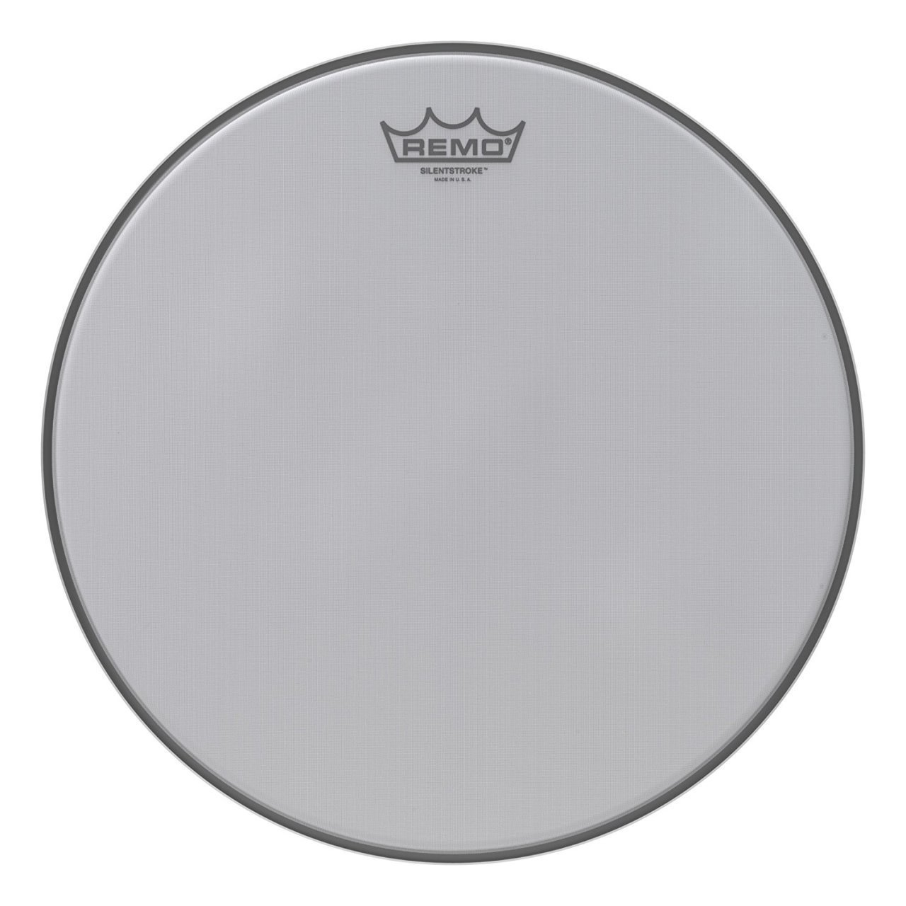 Grijze Remo Silentstroke drumvel met een zwarte rand.