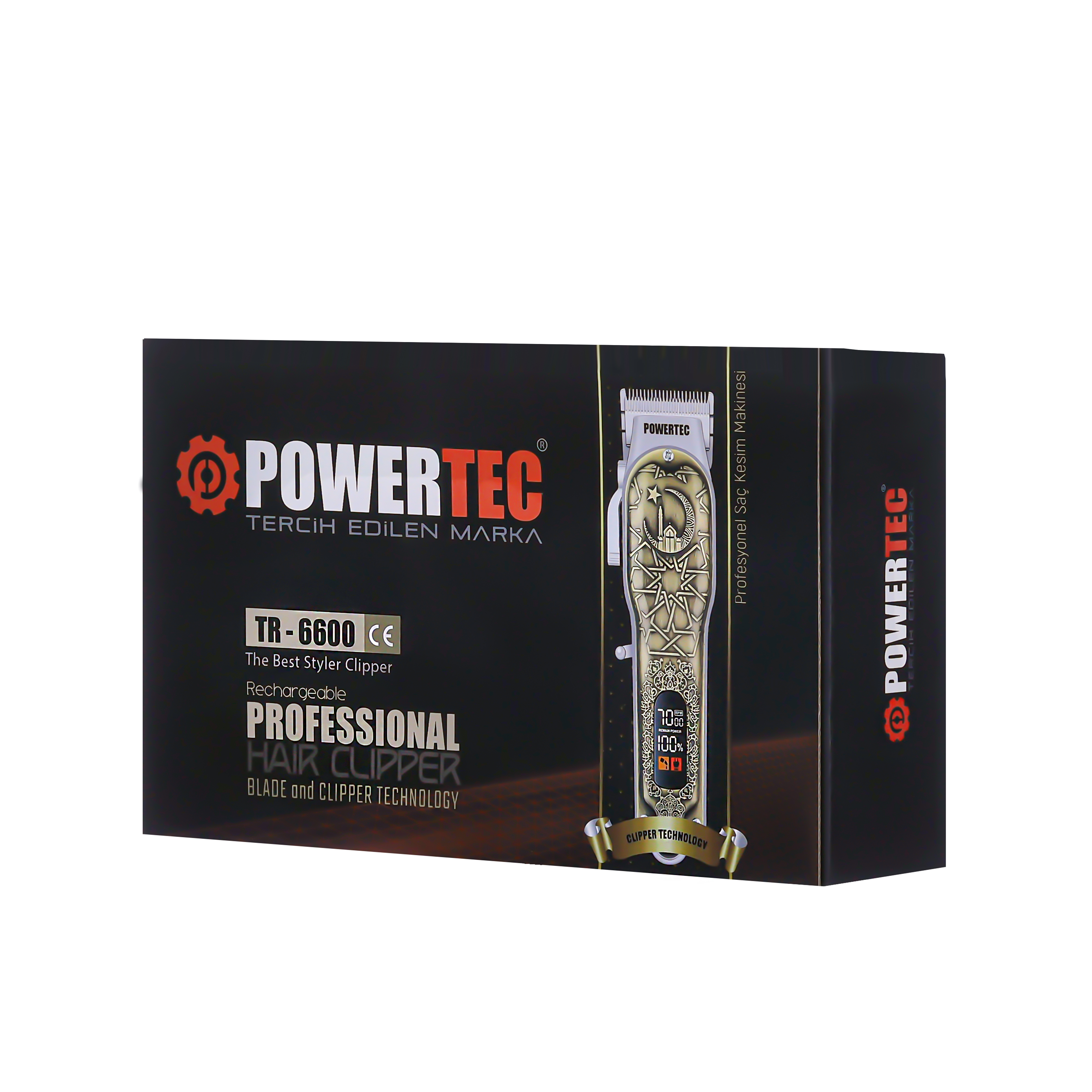 Powertec TR-6600 profesyonel saç kesme makinesi kutusu.