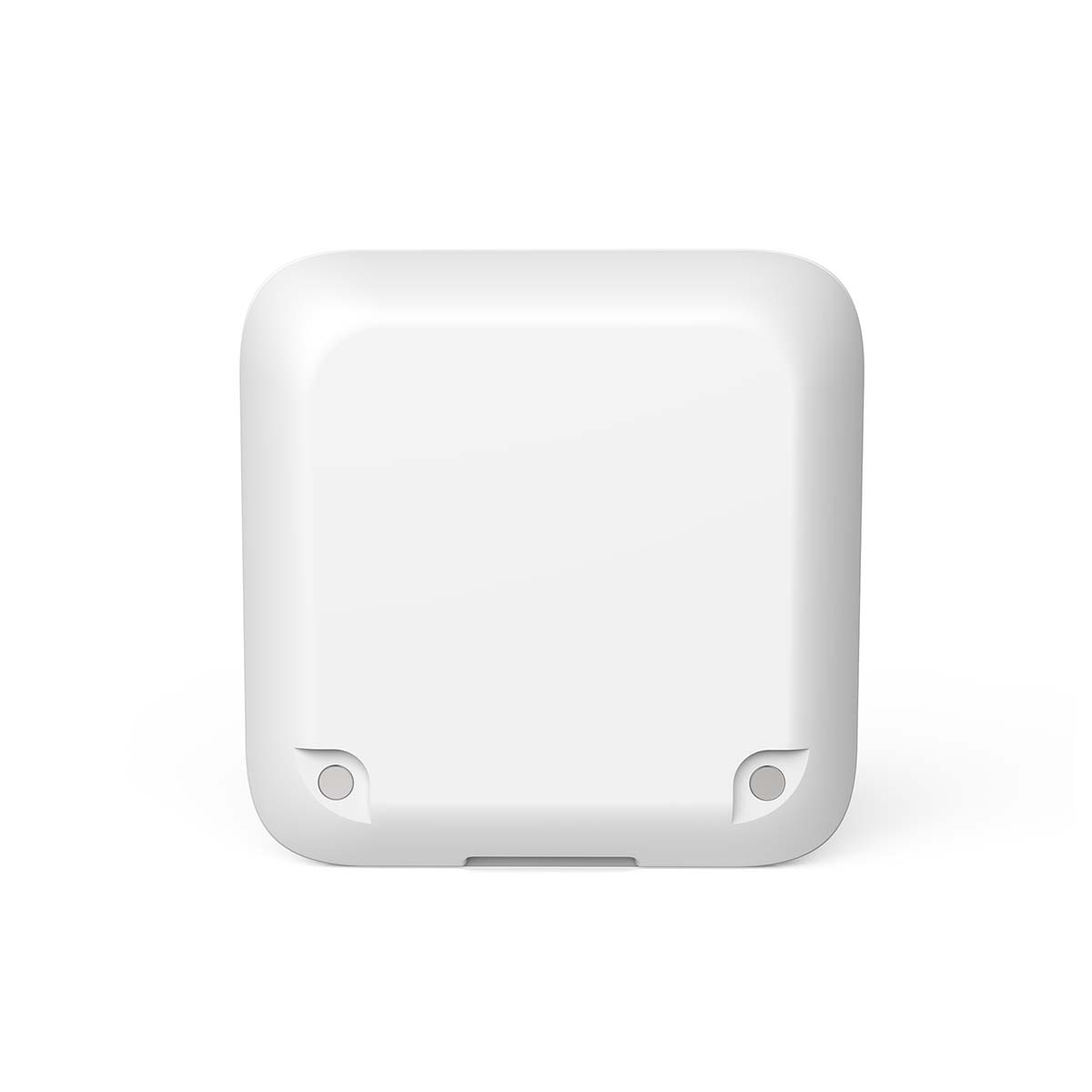 A white square device with rounded corners sits on a white background.