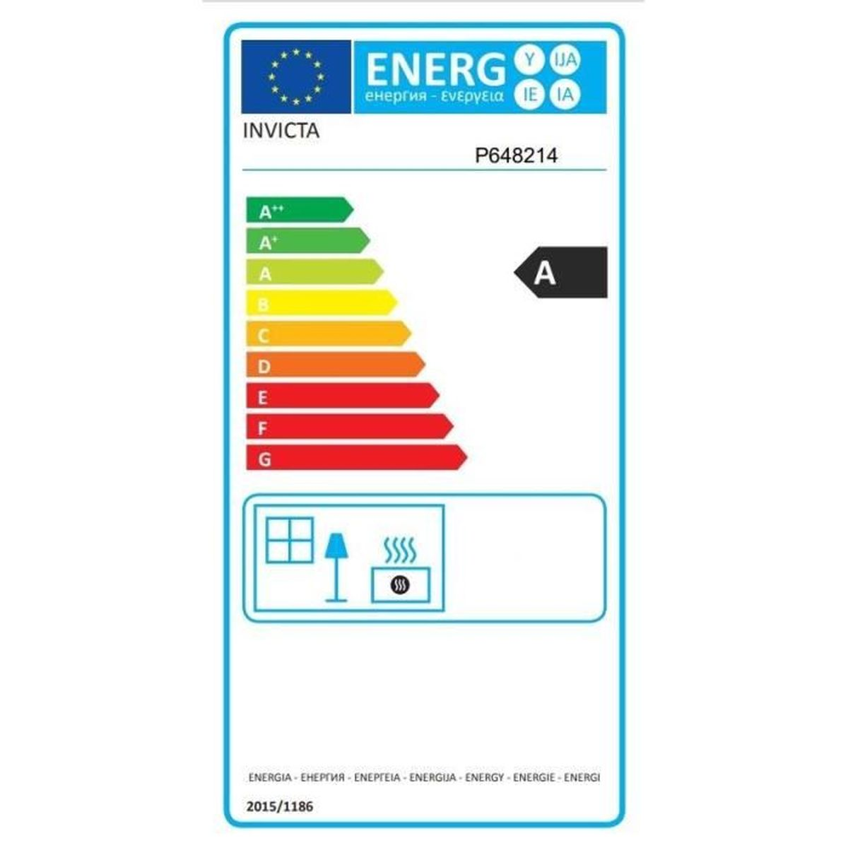 Energieeffizienzlabel mit Skala A++ bis G. Produkt 